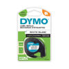 Picture of DYMO 91201 12mm X 4m Black on White Plastic Letratag Tape